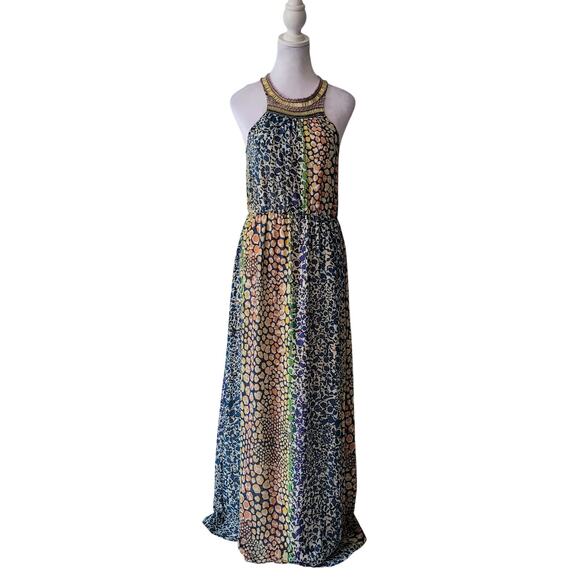 HD In Paris Size 2 Women's Mayacamas Beaded Maxi Dress Multicolor Anthropologie - Picture 1 of 9
